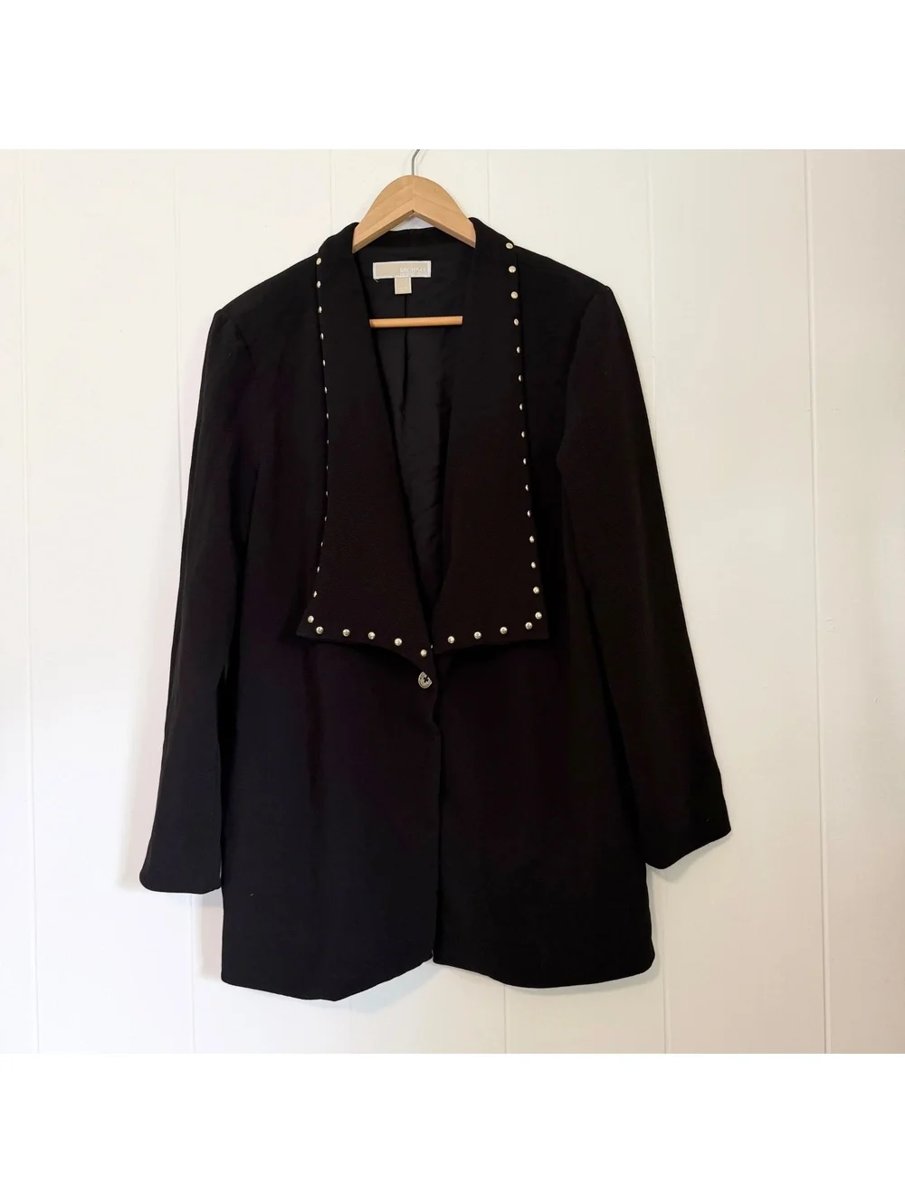 Michael Kors Black Studded Long Sleeve Collared Blazer Jacket Women's Large